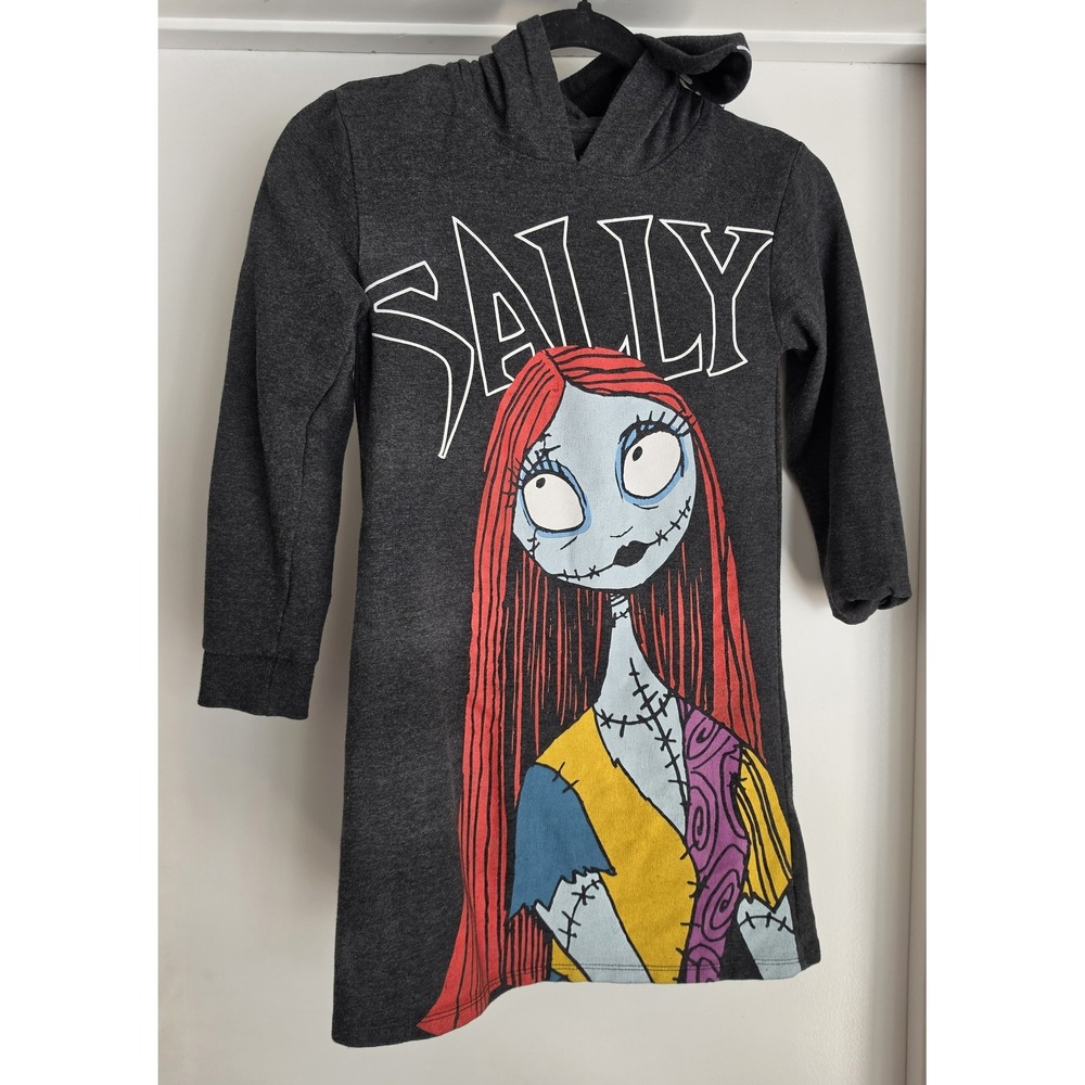 Disney Girls Sally Hoodie Dress Size M 7/8 Charcoal Gray Casual Pullover